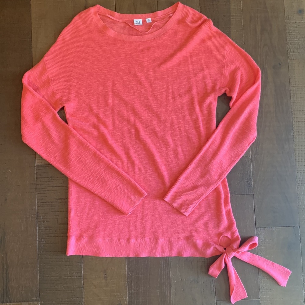 GAP Womens Large Tall Pink Side-Tie Lightweight Sweater